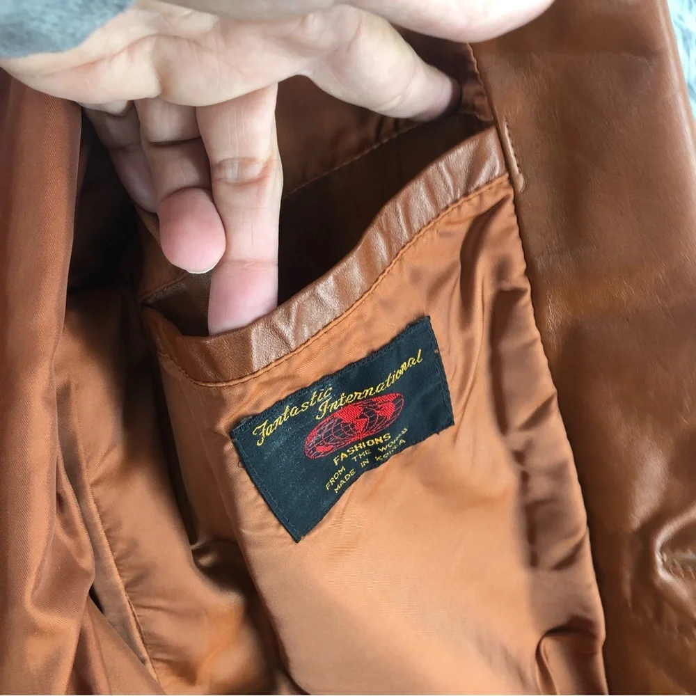 Fantastic International Jacket Mens 44 Vintage Fashions Leather Brown Button
